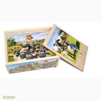 Барашек Шон деревянные кубики 12шт. Развивающая игрушка из дерева