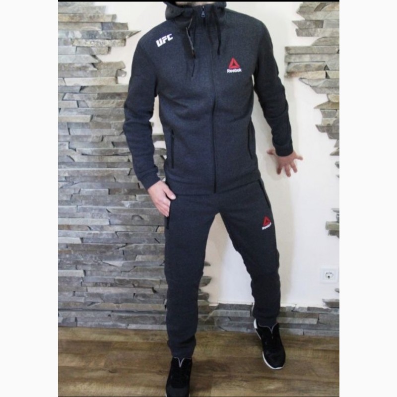 Фото 2. Мужской спортивный костюм теплый Reebok, Under Armour черный и серый