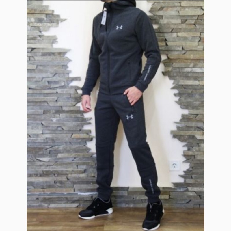 Фото 6. Мужской спортивный костюм теплый Reebok, Under Armour черный и серый