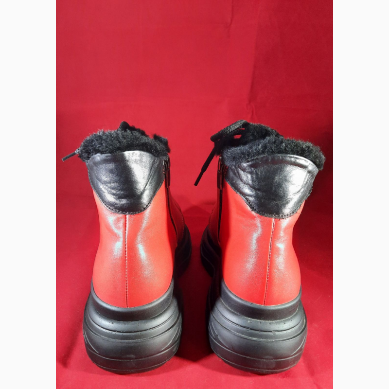 Фото 3. Женские ботинки кожаные зимние красные