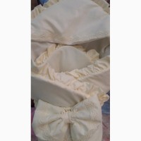 Детский нарядный конверт - одеяло бежевый, микрофибра