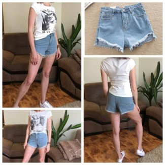Женские джинсовые шорты с завышенной талией размера S, M, L