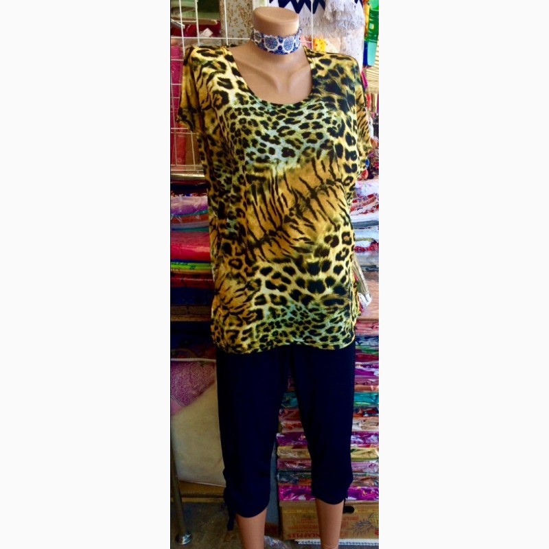 Летний женский костюм Леопард(блуза+бриджи)