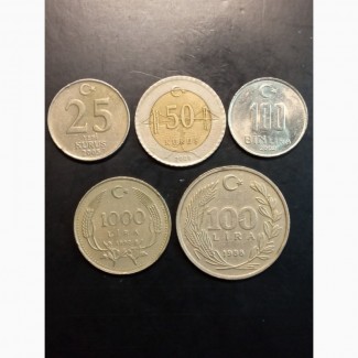 Подборка 5 монет. 1988-2009г. Турция