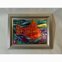 Витражная картина «Оранжевая подлодка»