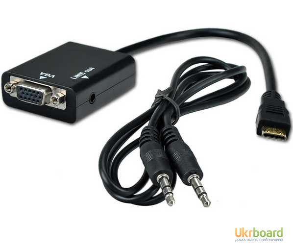 Конвертер HDMI-VGA (сигнал HDMI в аналоговый VGA) + аудио