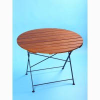 Стол круглый (диаметр 800 мм), кофейный, раскладной металл/дерево