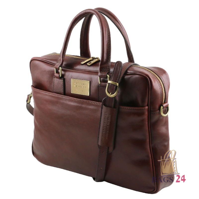 Фото 4. Кожаный портфель для ноутбука Tuscany Leather TL141241 (темно синий)