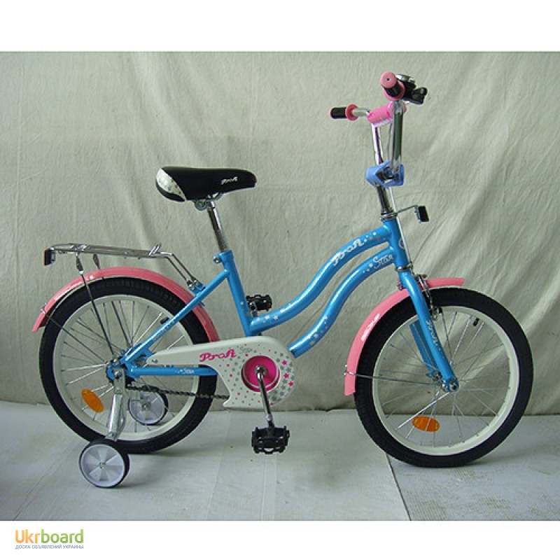 Фото 2. Велосипед детский PROF1 18 дюймов L1891 Star, розовый, зеркало, звонок, доп.колеса