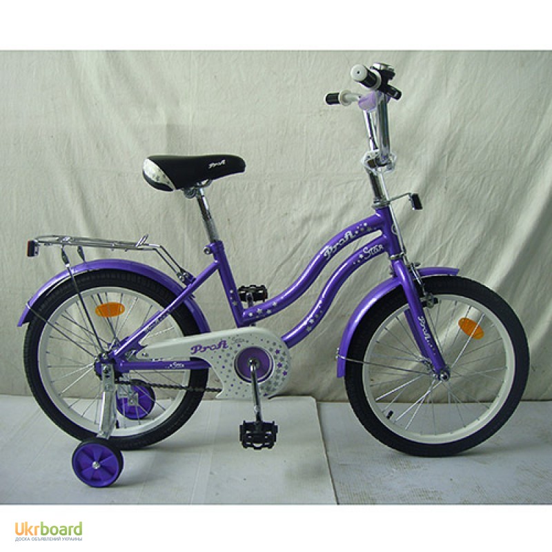 Фото 3. Велосипед детский PROF1 18 дюймов L1891 Star, розовый, зеркало, звонок, доп.колеса