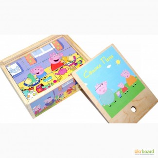 Деревянные кубики Свинка Пеппа, развивающая игрушка для малышей