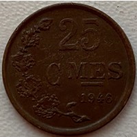 Люксембург 25 центов 1946 год Люксембург 25 сантімов 1946 199