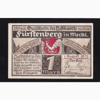 1 марка 1921 Фюрстенберг. Германия