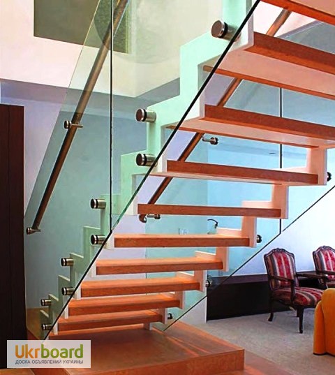 Фото 2. Алюминиевые перила, стеклянные ограждения для лестниц
