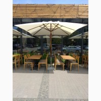 Зонт квадратный деревянный МИЛАН 3х3м, для дома, кафе и ресторана