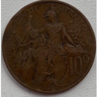 Франция 10 сантимов 1898 год е414
