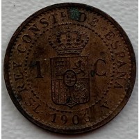 Испания 1 сантимо 1906 год е85