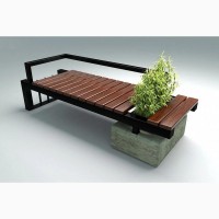 Лавка скамейка садово-парковая ЮДЖИН PLUS с вазоном для растений