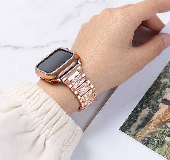 Фото 5. Алмазный женский Ремешок Apple Watch всех поколений 42mm Lady band розовое золото