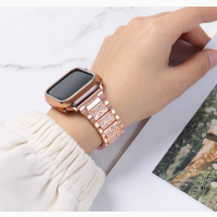 Алмазный женский Ремешок Apple Watch всех поколений 42mm Lady band розовое золото