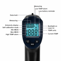 Пірометр термометр, інфрачервоний ERICKHILL Rook 600 sp, -50 +600С