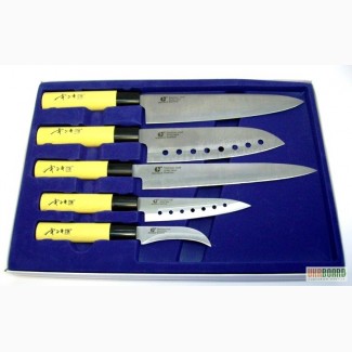 Набор из 5 сверх острых ножей Gold Sun и Идеальный набор ножей для кухни Contour Pro