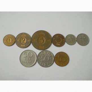 Монеты Швеции (9 штук)
