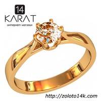 Золотое кольцо с коричневым бриллиантом 0, ... 