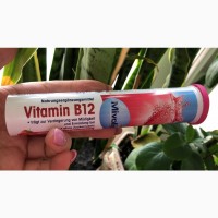 Шипучие таблетки витамины Mivolis В12, 20 шт Без добавления сахара С малиново-клубничным