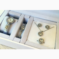 Комплект женских украшений Dior, часы, браслет, серьги, кольцо, цепочка, Подарки