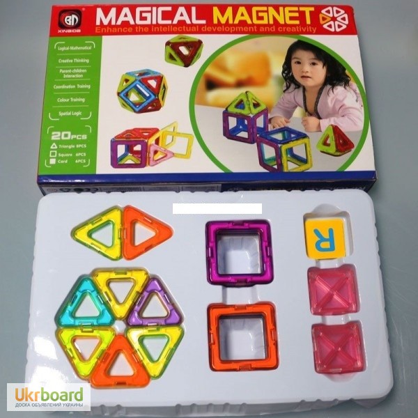 Фото 2. Магнитный конструктор 3D Magical Magnet 20 (Меджикал Магнет 20 деталей)