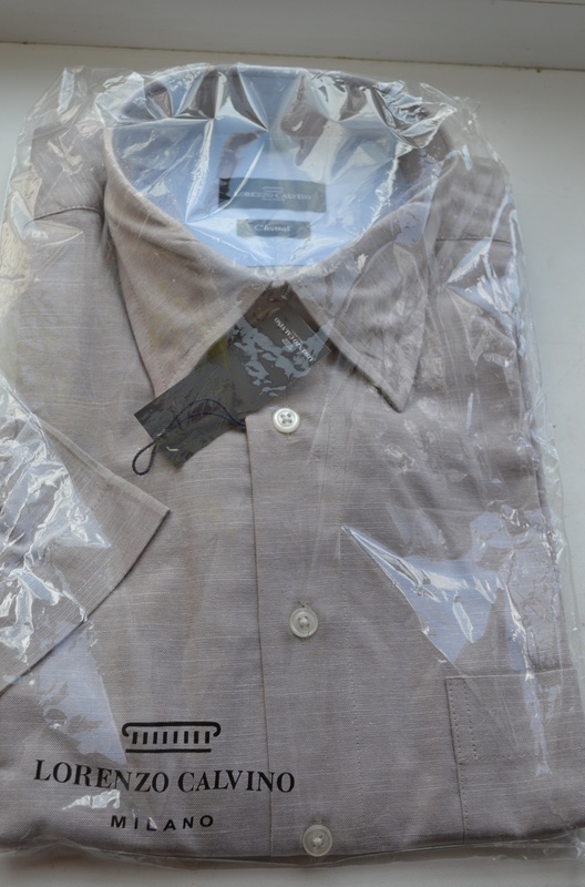 Фирменная мужская рубашка короткий рукав LORENZO CALVINO 100% хлопок