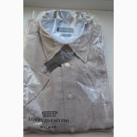 Фирменная мужская рубашка короткий рукав LORENZO CALVINO 100% хлопок