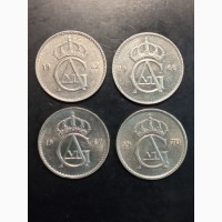 50 эре Подборка 4 монет. 1962-1970г. Швеция