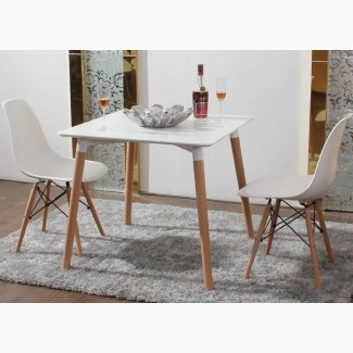 Обідній кухонний стіл квадратний стіл Нурі білий колір 80х80см дерев#039;яний стіл
