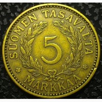 Финляндия 5 марок 1930 год РЕДКАЯ!!! ОТЛИЧНАЯ