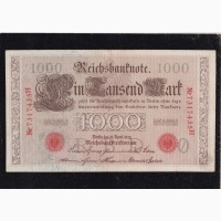 1000 марок 1910г. 7317435 H. Красная печать. Германия