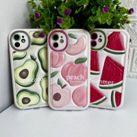 Чехол силиконовый для Apple iPhone 12 Красочный арбуз Summer 3D Fruits Peach Phone 14 Case