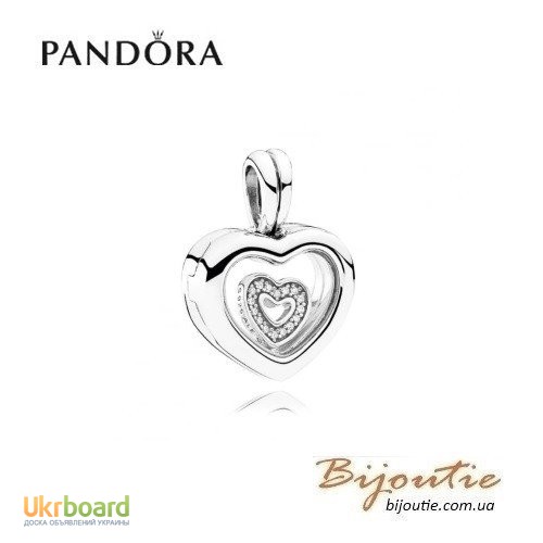 PANDORA шарм-подвеска с миниатюрой плавающее есрдце 792111CZ