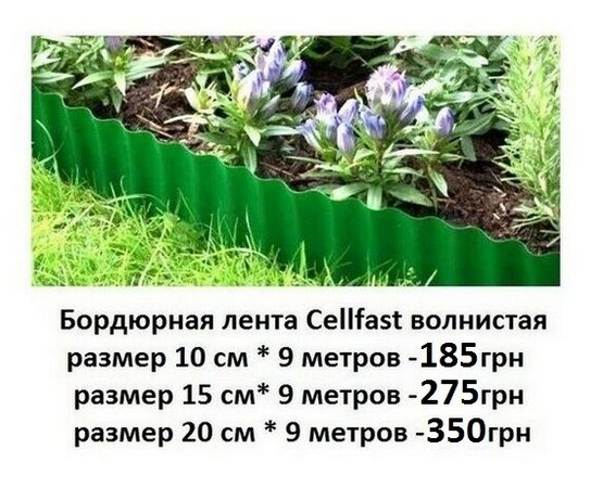 Фото 2. Бордюрная лента Cellfast Польша. бордюр газонный зеленый 9м х 10см. 9м х 15см