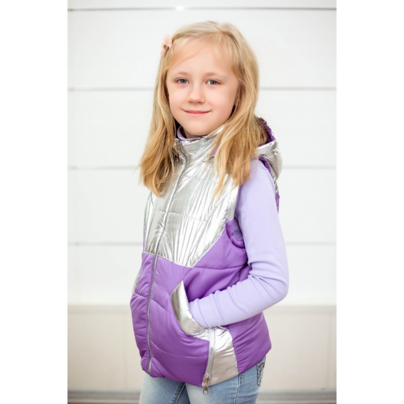 Фото 8. Детские демисезонные куртки - жилетки Беата с фольгой девочкам 6-11 лет, цвета разные