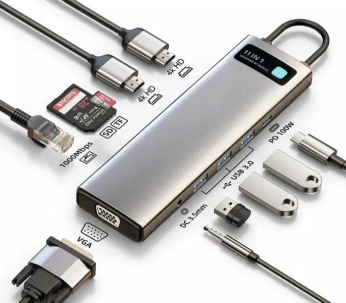 Фото 7. HUB Baseus Metal Gleam Multifunctional 11-in-1 Type-C USB-Хаб Baseus Metal Gleam Series