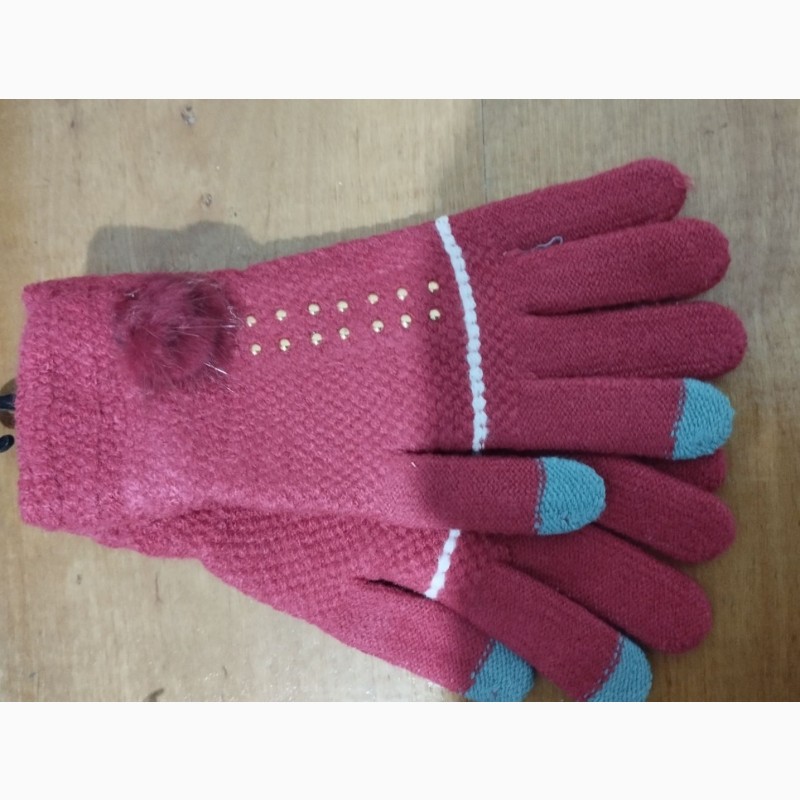 Фото 4. Перчатки детские для девочек распродажа. Корона зима/осень розовые, красные, голубые