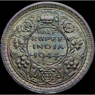Британская Индия 1/2 рупии 1944 год СЕРЕБРО!! СОСТОЯНИЕ