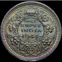 Британская Индия 1/2 рупии 1944 год СЕРЕБРО!! СОСТОЯНИЕ