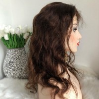 Парик из натуральных волос 101 - женский парик из 100% натуральных волос коричневый 55 см