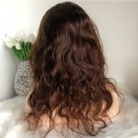 Парик из натуральных волос 101 - женский парик из 100% натуральных волос коричневый 55 см