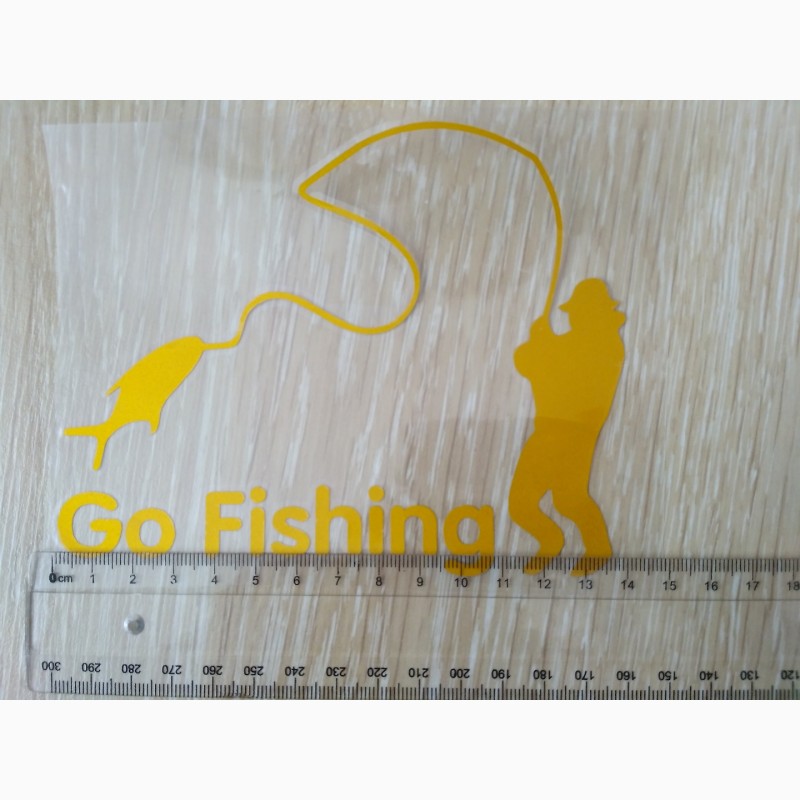 Фото 3. Наклейка на авто На рыбалку Желтая светоотражающая Тюнинг
