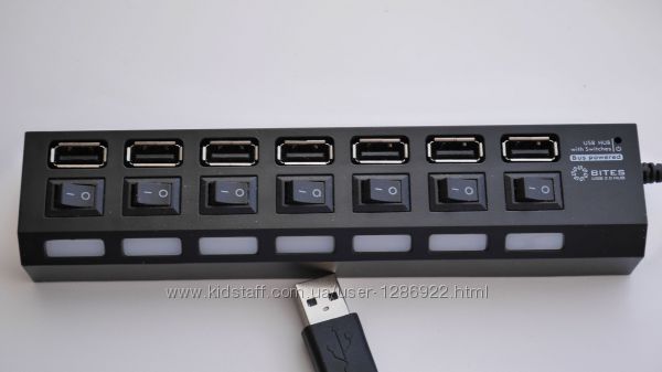 Фото 4. USB HUB с доп питанием 7 портов + отключение каждого порта