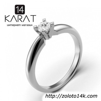 Золотое кольцо с бриллиантом 0, 21 карат 16, 5 мм. Кольцо для предложения Белое золото Новое